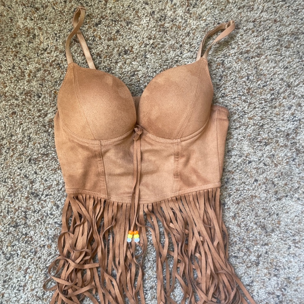 Velvet Fabric Hippie Crop Top Size Small